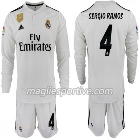 Completo Calcio Real Madrid SERGIO RAMOS 4 Bambino Divisa Prima 2018/2019 ML